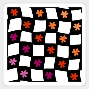 Floral Checker Board - Lesbian Pride Sticker